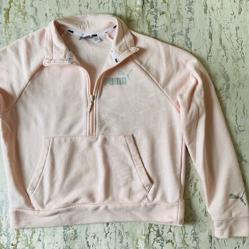 Puma Crop baby pink 1/4 zip sweatshirt